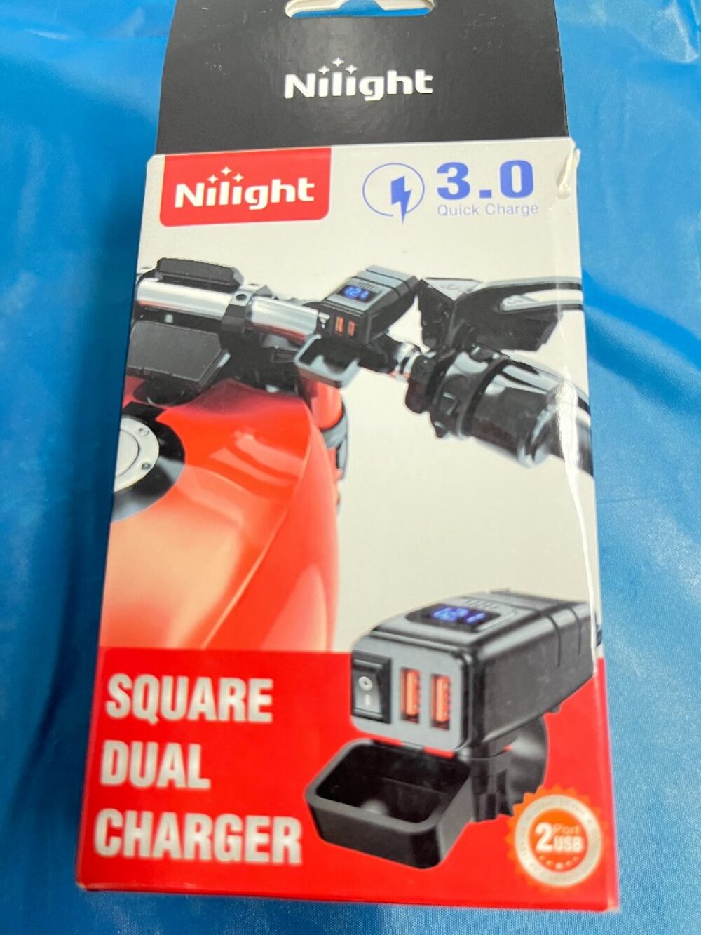 NILight Dual Square Charger  2 Port USB  for Motorcycle